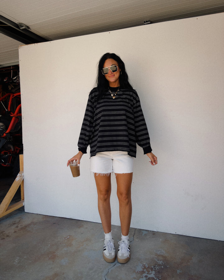 Off-Duty Striped Long Sleeve - Black/White