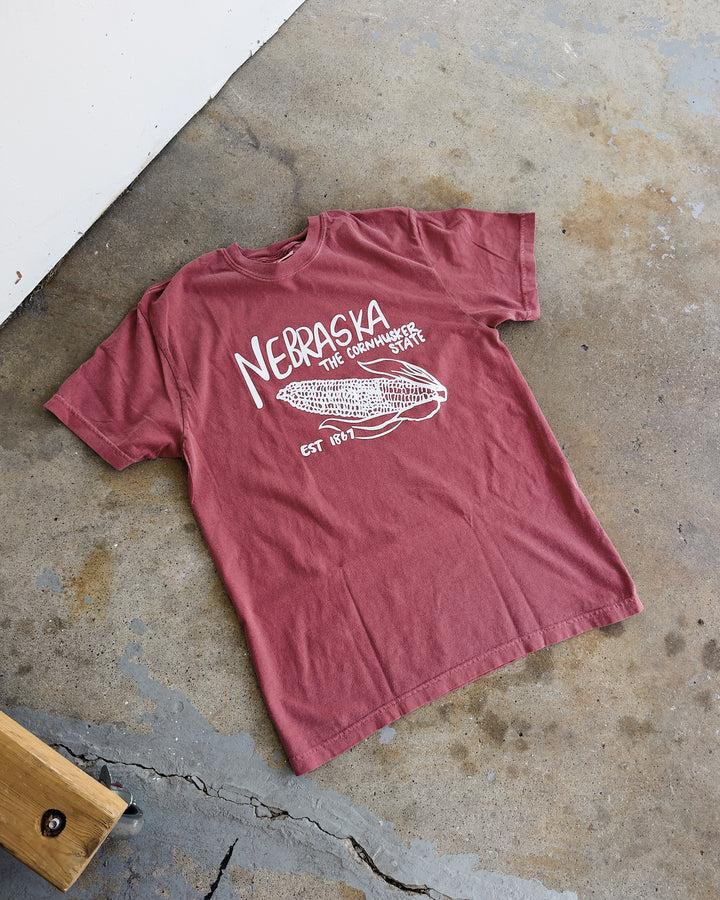 NE The Cornhusker State Cotton Tee - Crimson