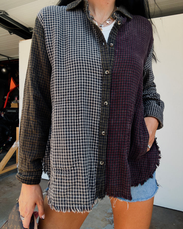 Fireside Distressed Flannel - Brown/Olive Multi