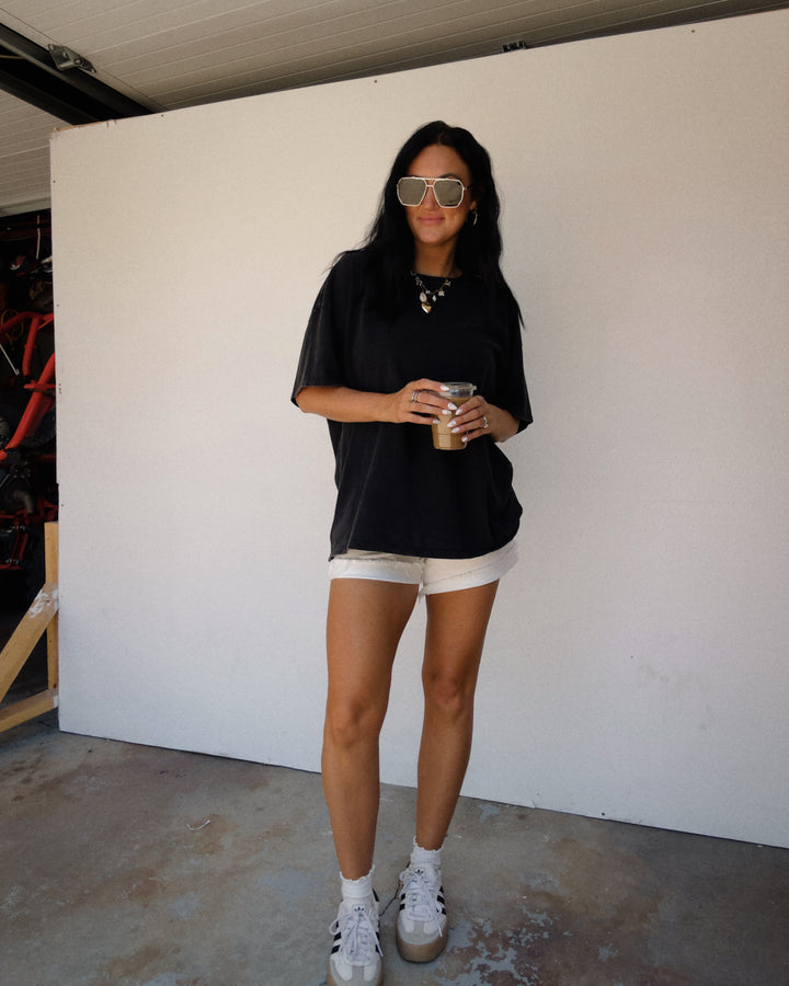 Everyday Washed Oversized Cotton Tee - Black