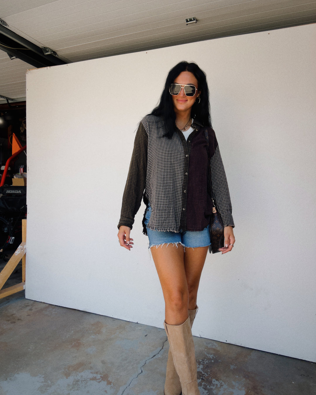 Fireside Distressed Flannel - Brown/Olive Multi