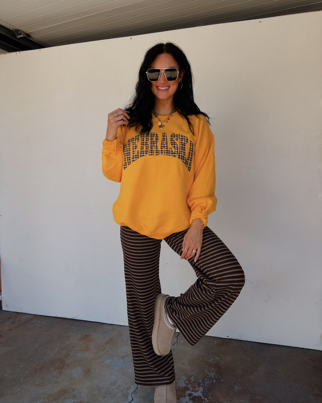 Nebraska Flannel Sweatshirt - Gold