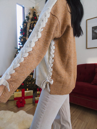 Wells Bow Sweater - Taupe Multi