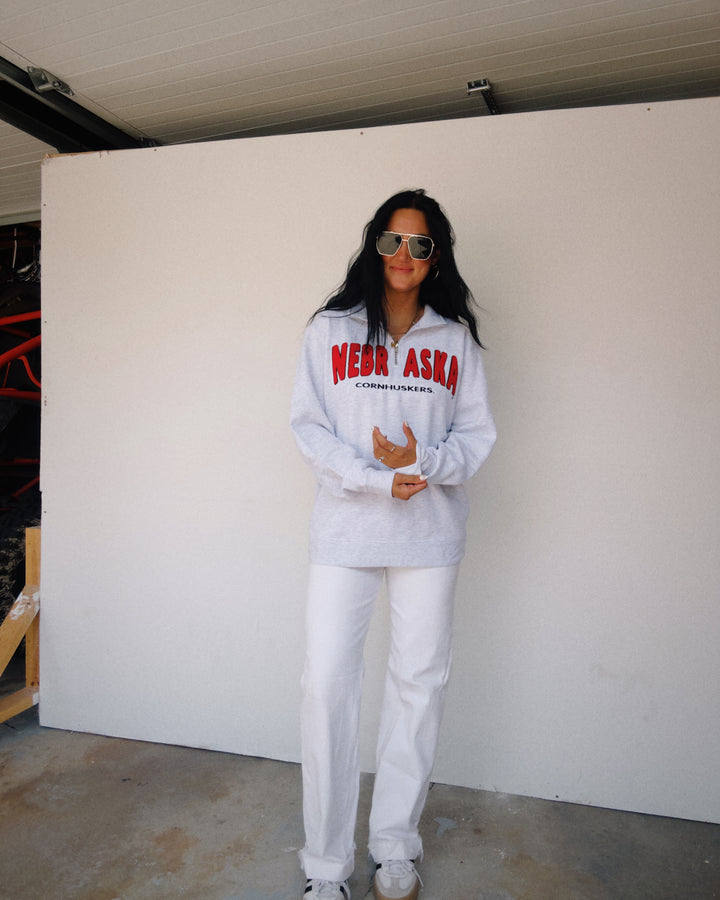 Nebraska Cornhuskers Half-Zip - Ash