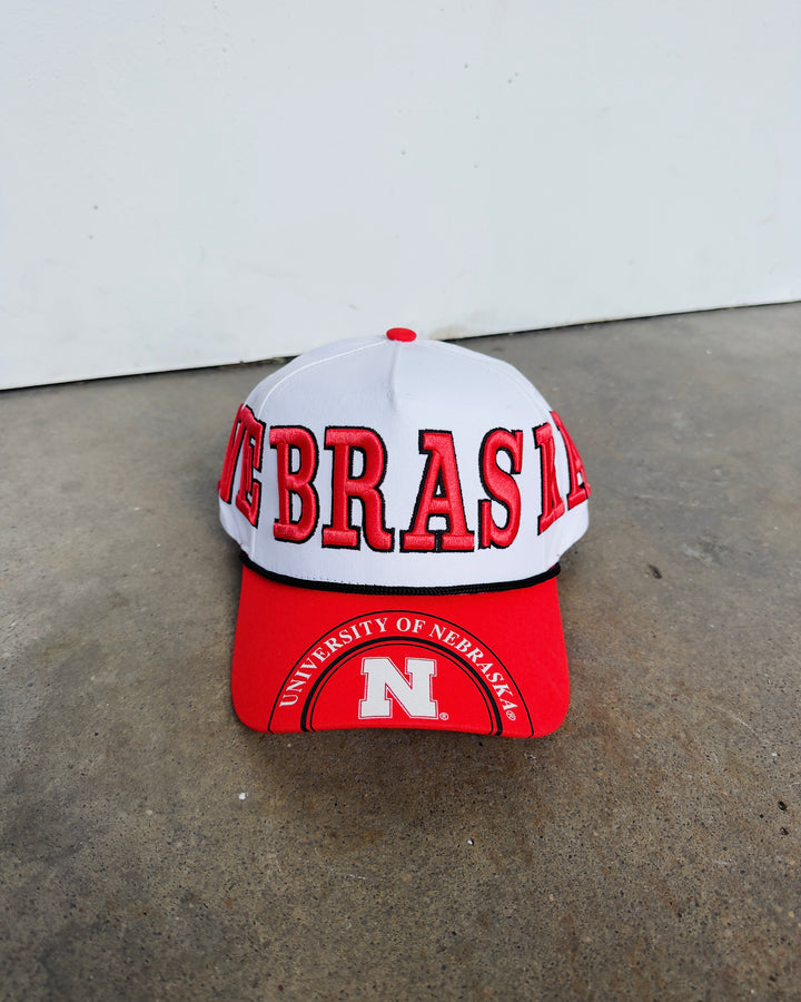 Nebraska Split Hat - White/Red