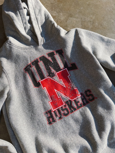 Huskers Youth Hoodie - H. Grey