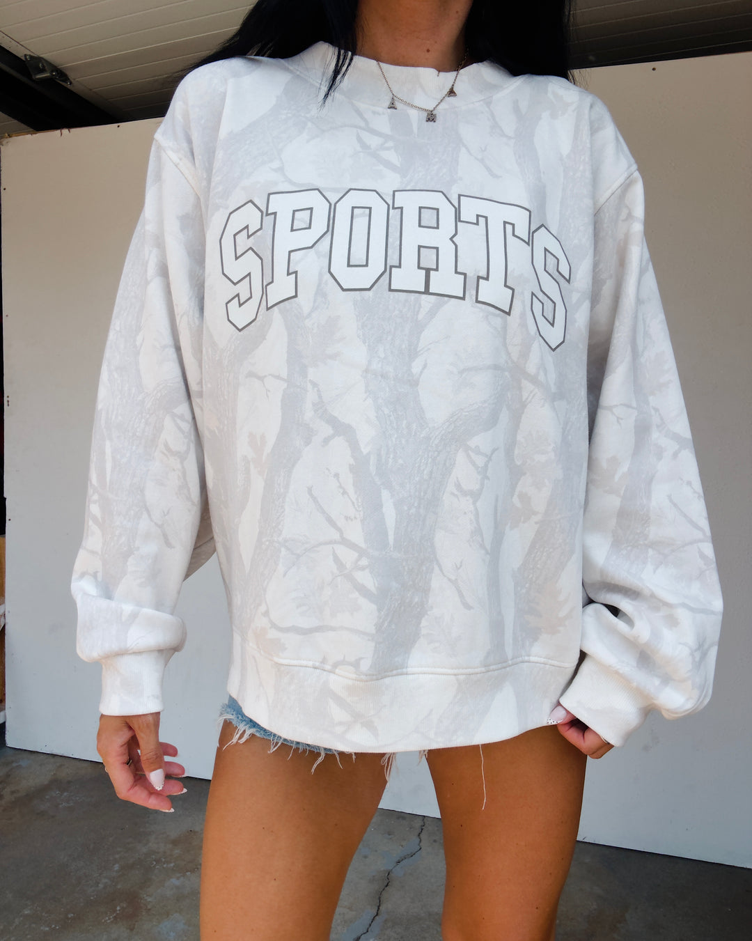 Sports Mock Neck Sweatshirt - Grey Camo