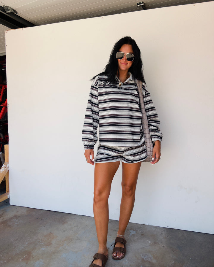 Seaside Stripe Set - H.Grey/Navy/Brown