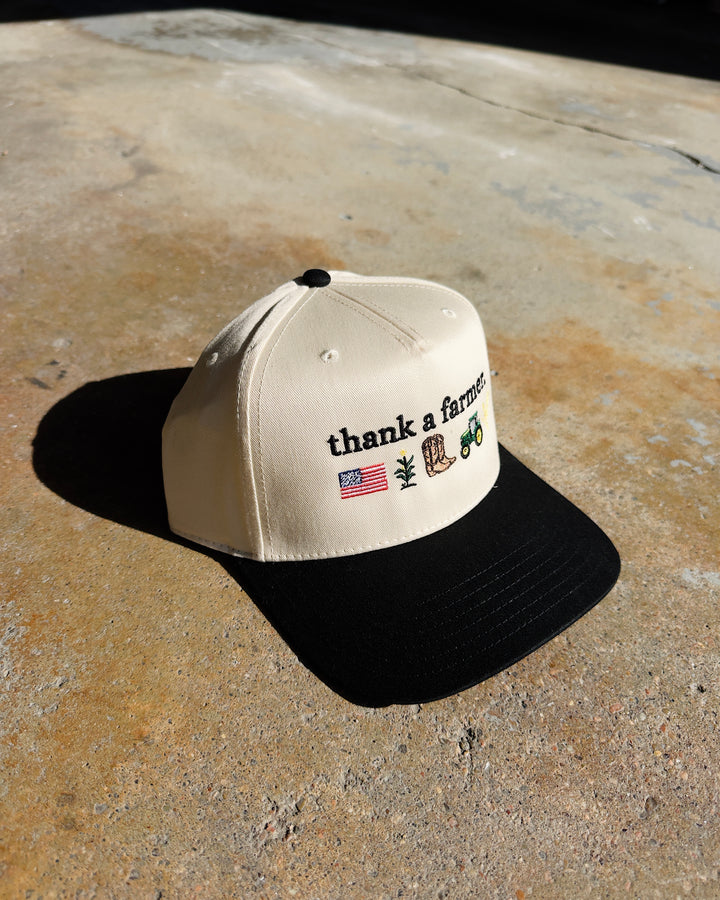 Thank A Farmer Hat - Cream/Black/Green