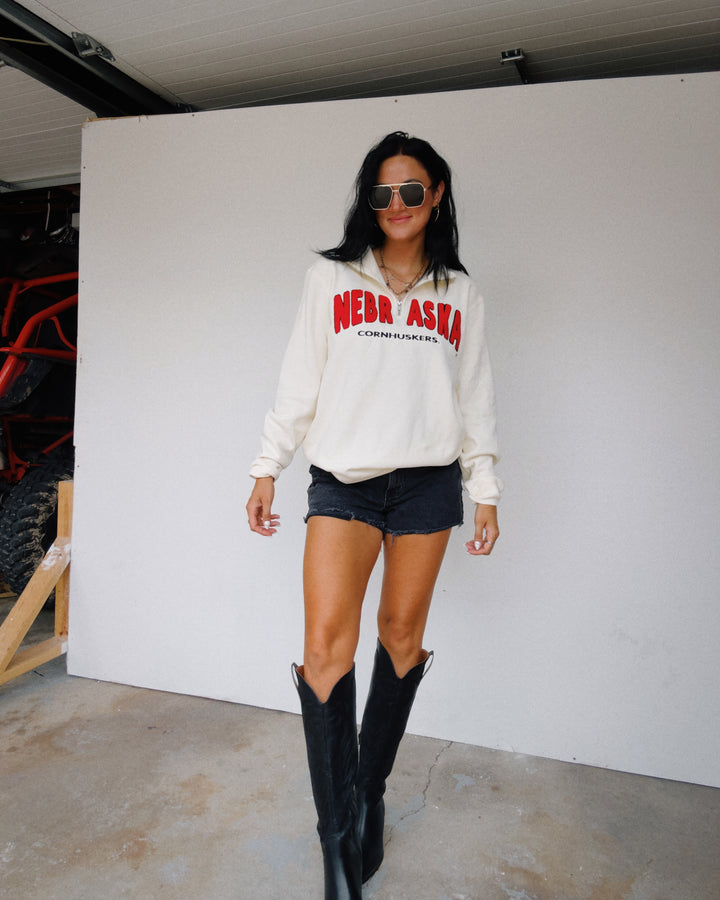 Nebraska Cornhuskers Half-Zip - Cream