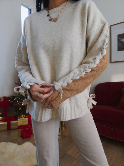 Wells Bow Sweater - Taupe Multi