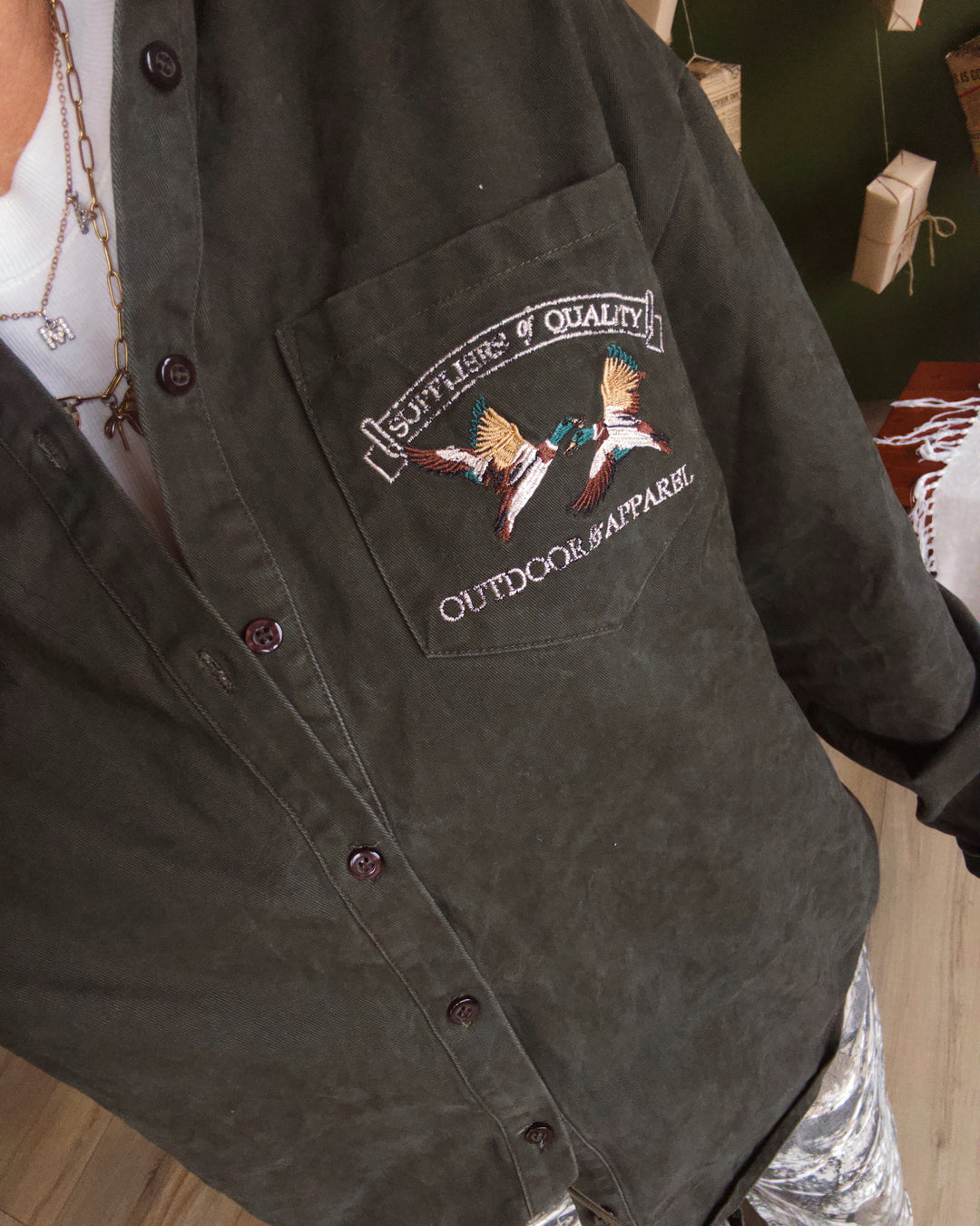 Wildland Embroidered Button Down - Olive