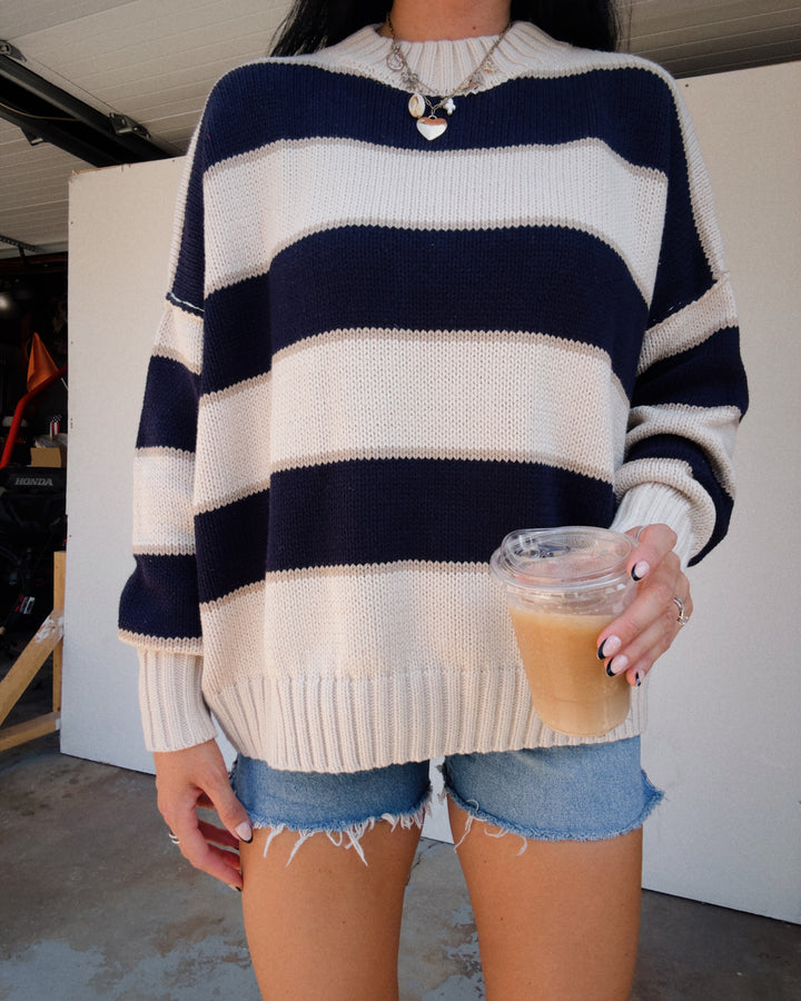 Eliza Striped Sweater - Cream/Navy