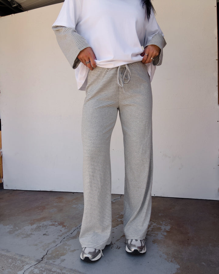 Jersey Striped Pants - Ash/White