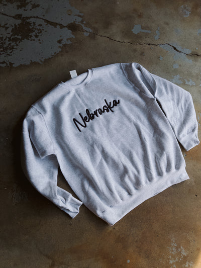 Embroidered Nebraska Sweatshirt - Ash