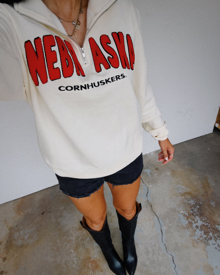 Nebraska Cornhuskers Half-Zip - Cream