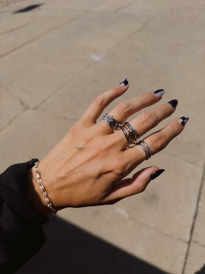 Evelyn Mixed Metal Stack Ring - Silver/Gold