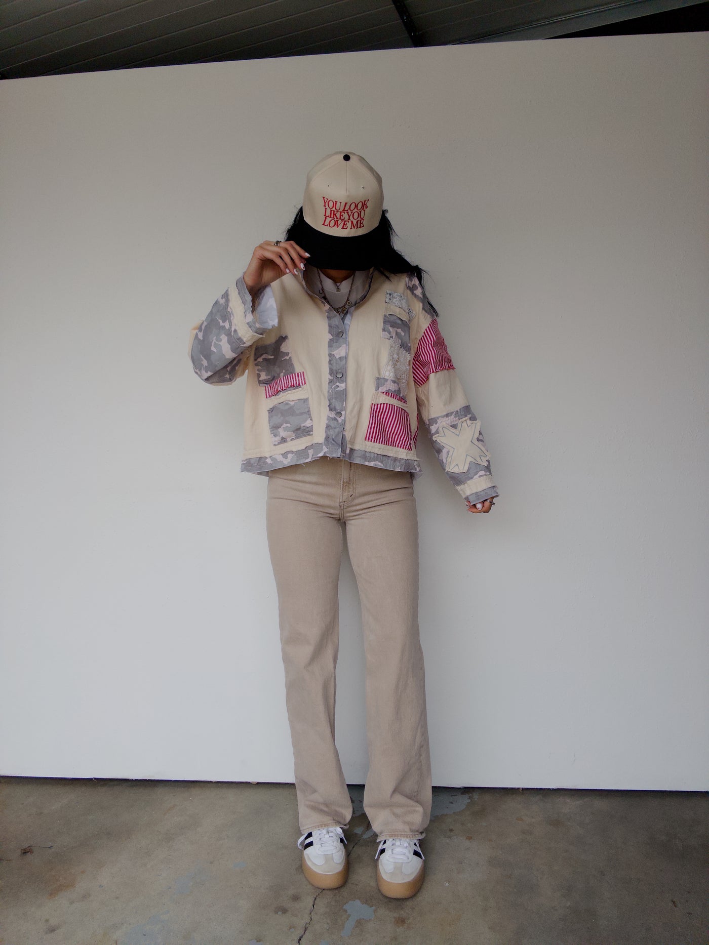 Vintage Washed Camo Jacket - Cream Multi