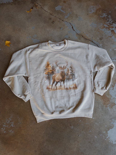 Deer Scene Sweatshirt - Sand