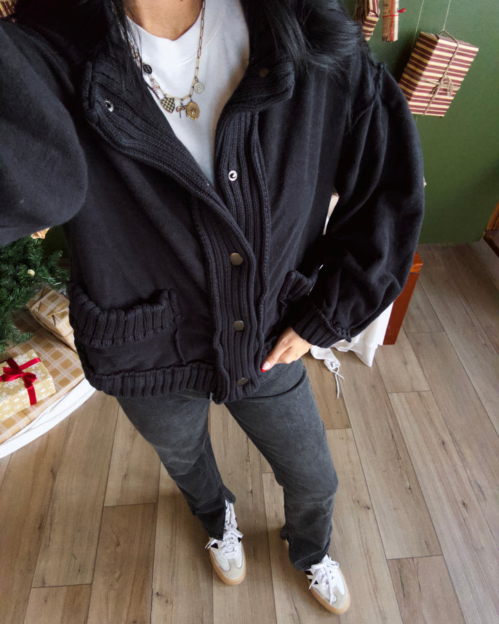 Isabelle Washed Cardigan - Black