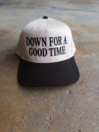 Down For A Good Time Hat - Cream/Black