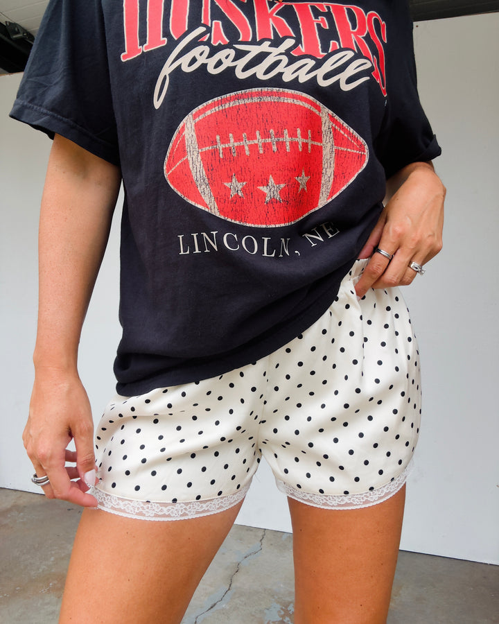 Vanilla Dot Lace Shorts - Cream/Black