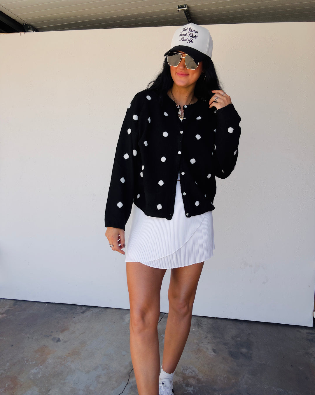 The Midnight Dot Cardigan - Black/White