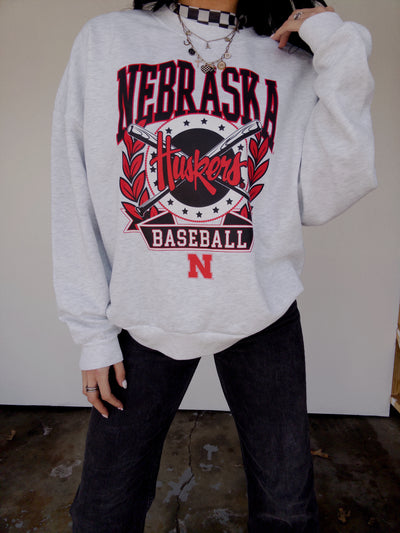 Nebraska Baseball Sweatshirt - Ash Grey