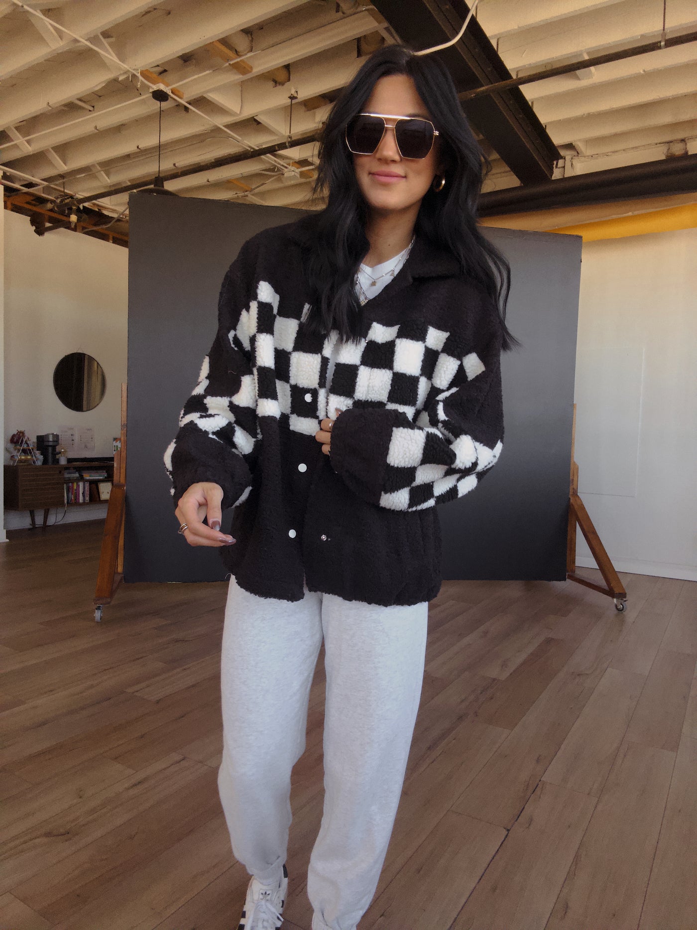 Cash Checkered Jacket - Black