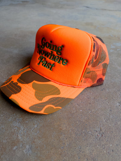 Going Nowhere Fast Hat - Orange Camo