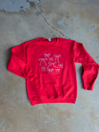 Bow Collage Sweatshirt - Red