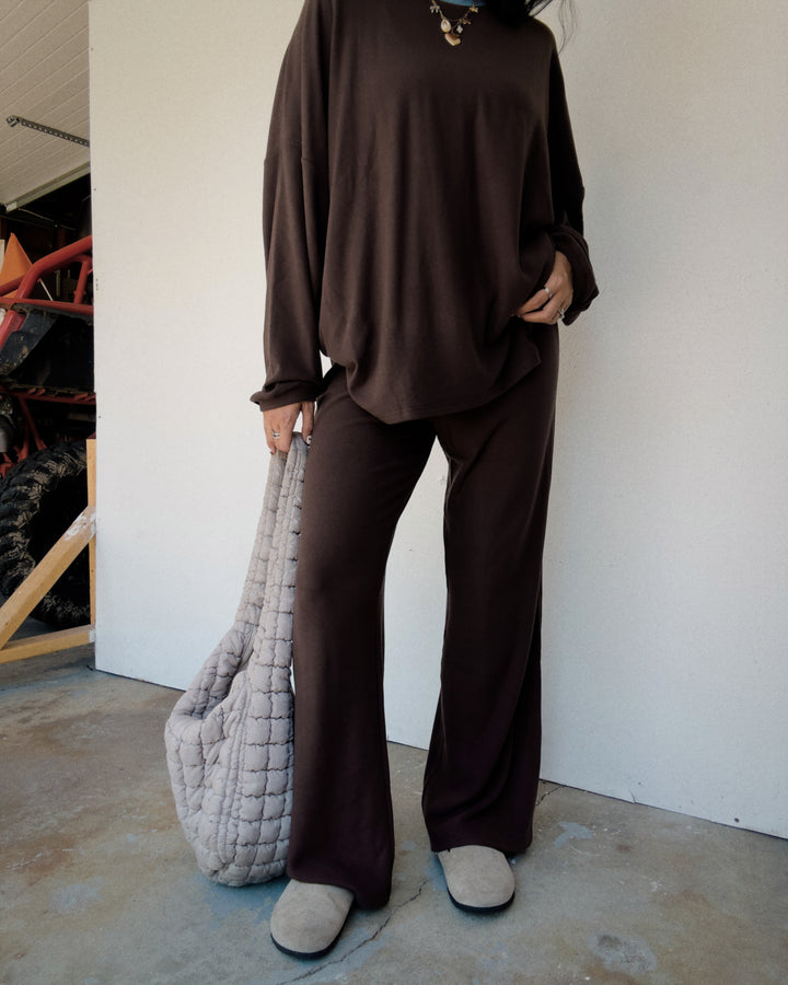 Levi Fleece Pants - Chocolate/Blue