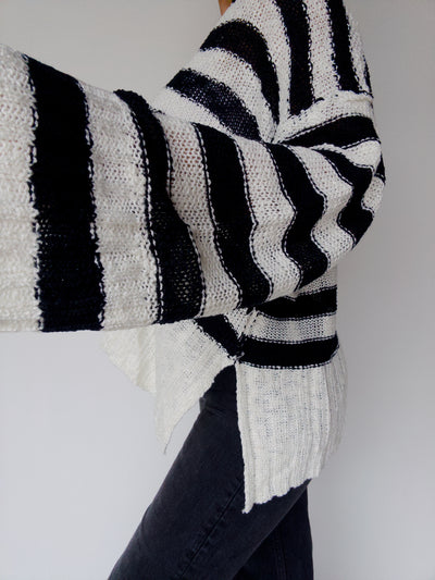 Ezra Stripe Cardigan - Black/White