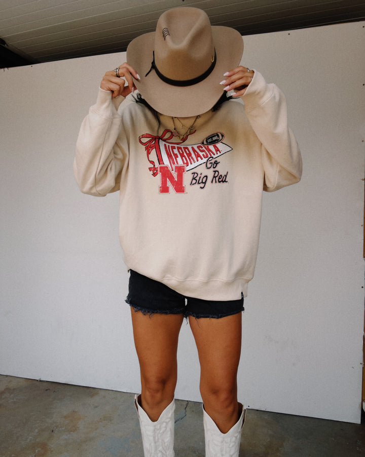 Nebraska Charm Mock Neck Sweatshirt - Cream