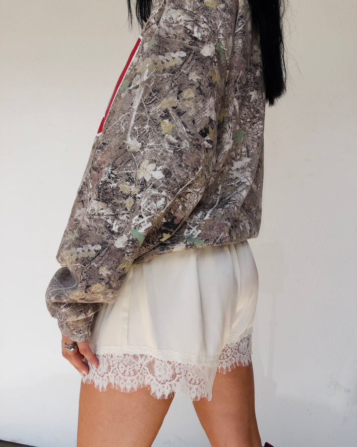 Lace Trim Shorts - Cream