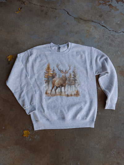 Deer Scene Sweatshirt - Ash