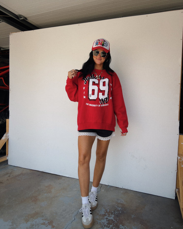 Huskers ‘69 Oversized Sweatshirt - Red