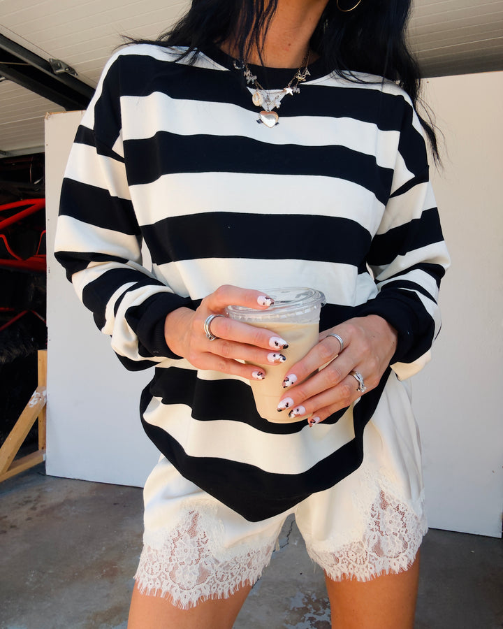 Westbrooke Stripe Pullover - Black/Cream