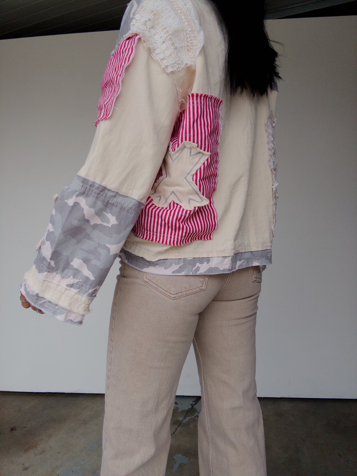 Vintage Washed Camo Jacket - Cream Multi