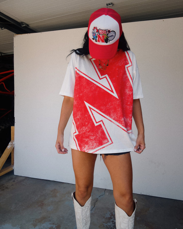Nebraska Logo Oversized Cotton Tee - White