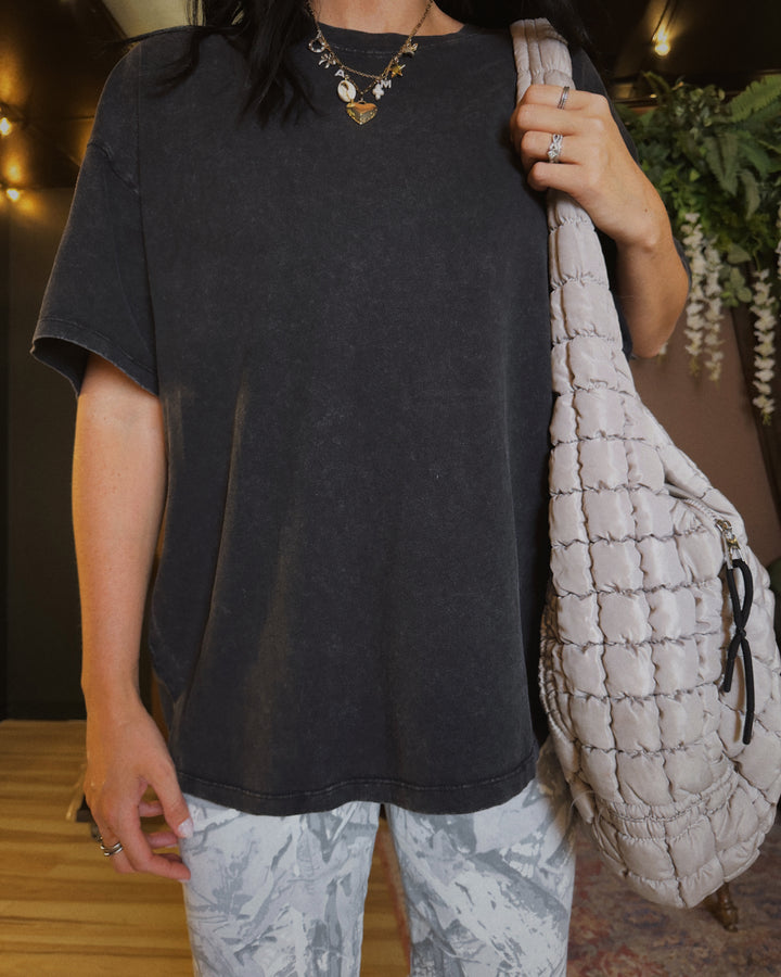 Everyday Washed Oversized Cotton Tee - Black