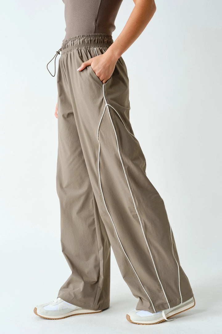 Sideline Track Pants - Truffle/White