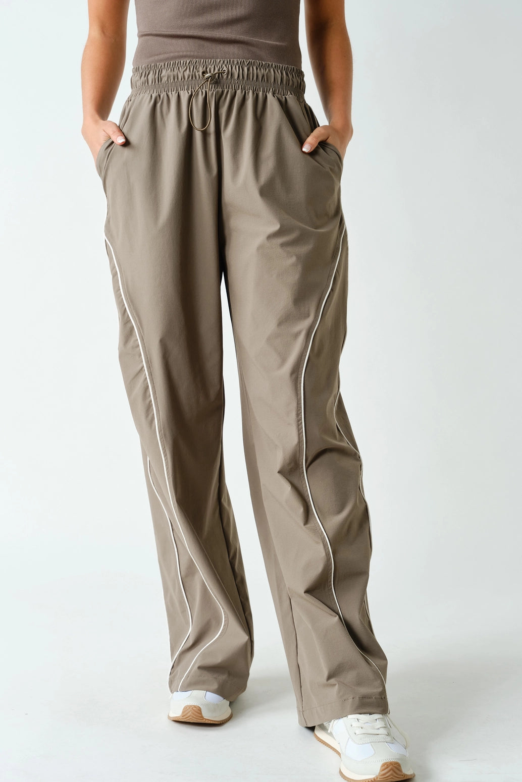 Sideline Track Pants - Truffle/White
