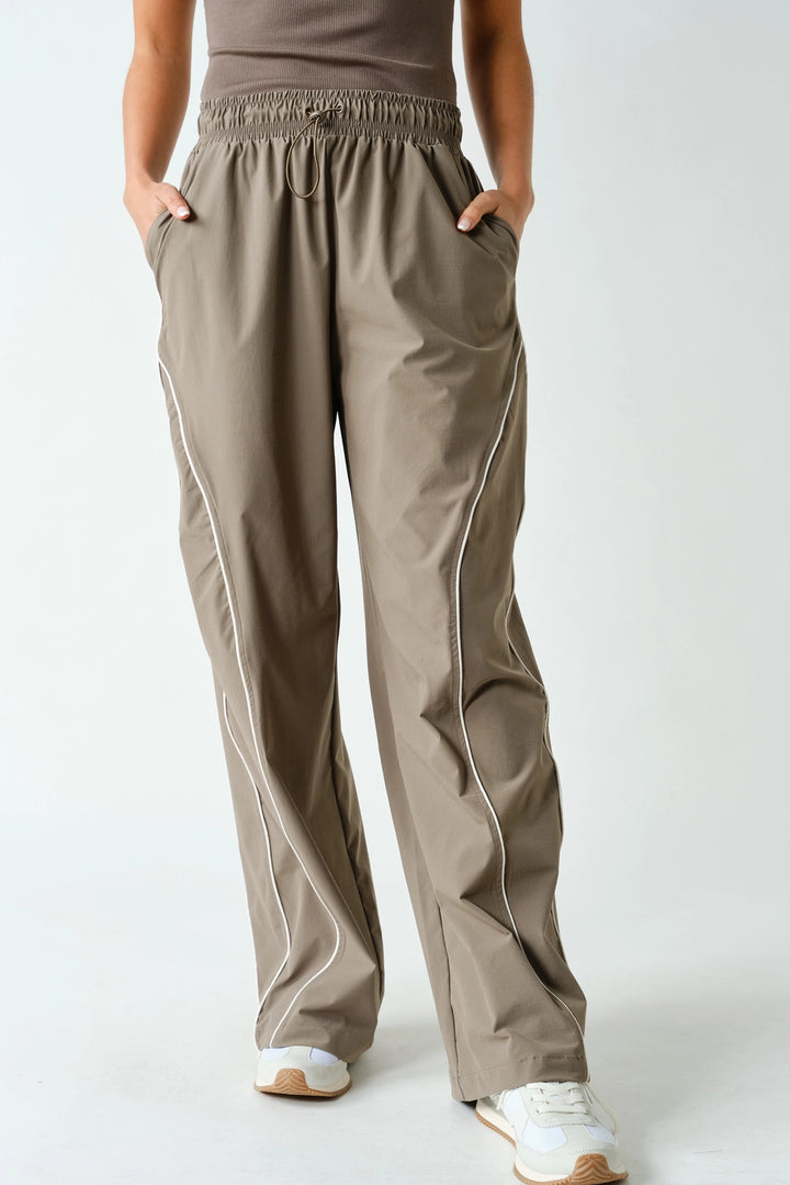 Sideline Track Pants - Truffle/White