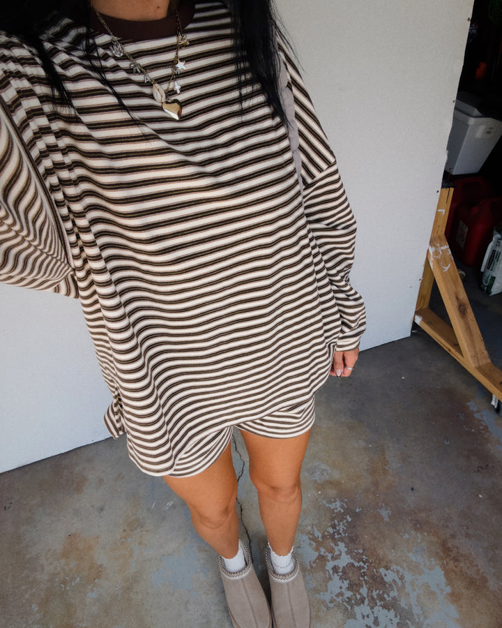 Morgan Striped Oversized Long Sleeve - Brown Multi