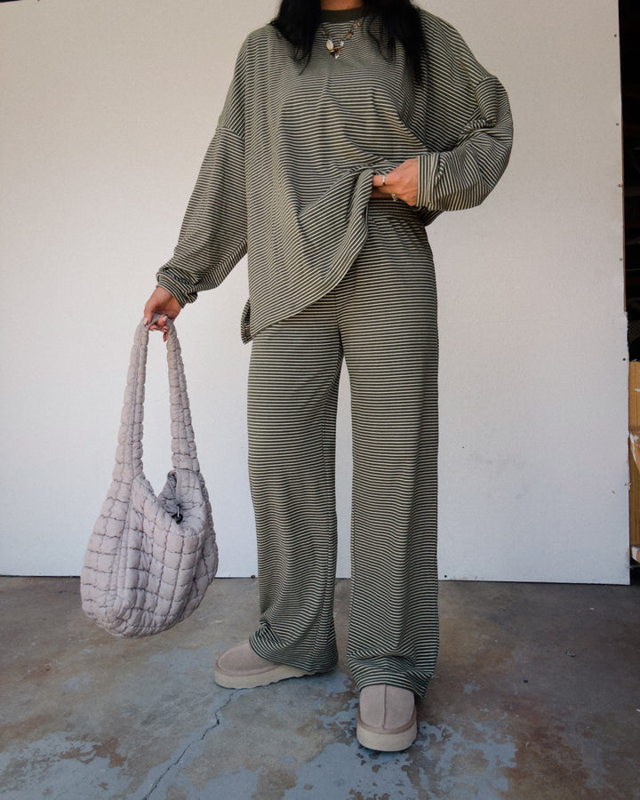 Levi Fleece Pants - Olive/Cream