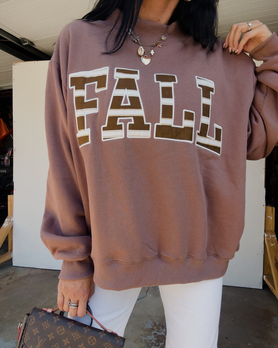 Fall Mock Neck Sweatshirt - Brown