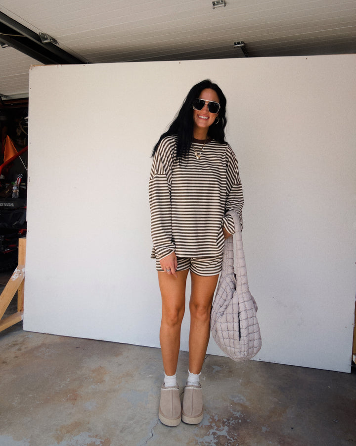Morgan Striped Oversized Long Sleeve - Brown Multi