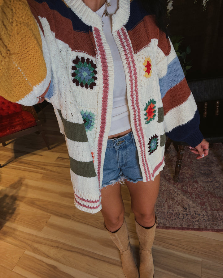 Rustic Soul Patchwork Cardigan - Cream Multi