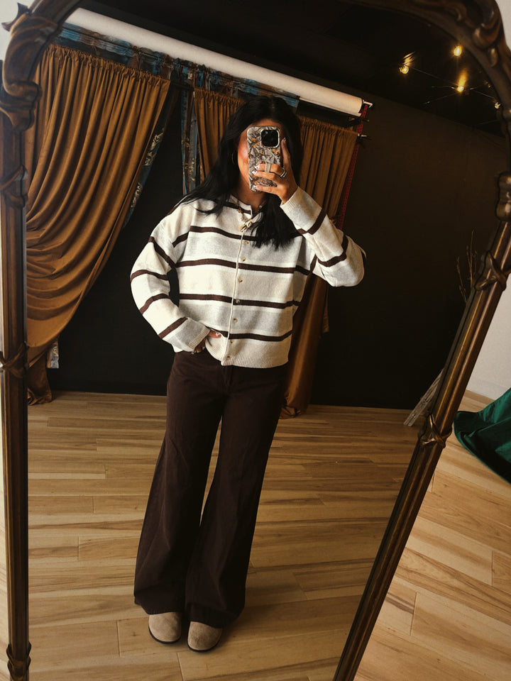 Cinnamon Stripe Cardigan - Ash Multi